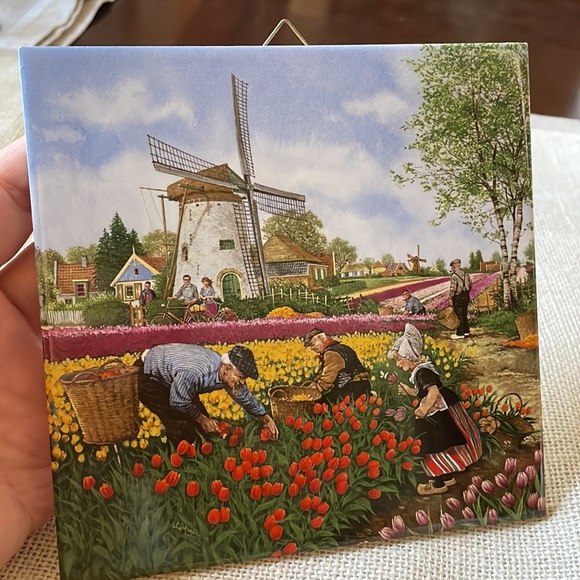 VTG 1984 Ter Steege Tile Royal Mosa made in Holland Tulips Harvest 6” - Picture 8 of 8